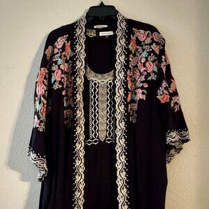 Bohemian Embroidered Kimono with matching tank